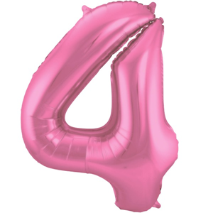 Roze Metallic Mat Folieballon Cijfer 4